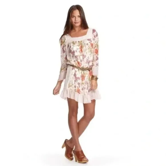 Jovovich Hawk for Target Floral Mini Dress Women's Small Multicolor Ruffle Hem - Picture 3 of 12